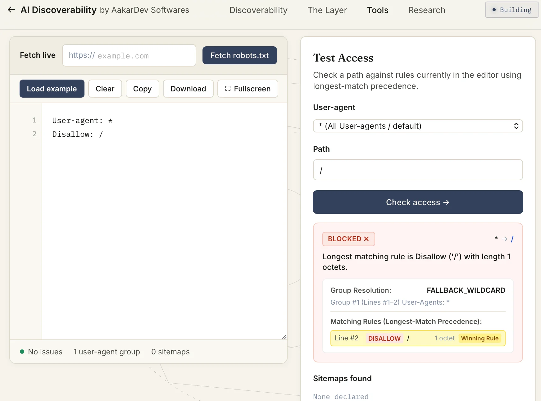 Blocking all crawling with User-agent wildcard